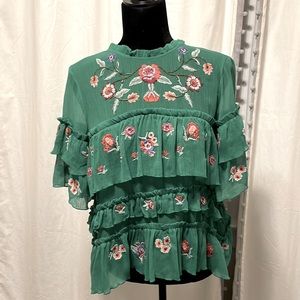 Gorgeous Zara flowy top with embroidery.